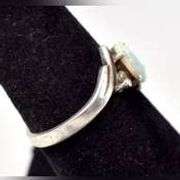 Opal and CZ Gemstone Ring in Sterling Silver .