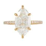 18kt Yellow gold 4.08ct lab grown marquise in diamond setting engagement ring