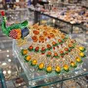 Hand-Painted Peacock Trinket Box with Lid