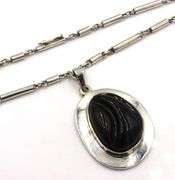 925 Sterling silver Burle Marx Carved black onyx pendant on chain