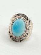 925 Sterling Silver Vintage Native Amewrican Style Blue Larimar Ring