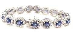 Enamoring Designer Oscar Friedman 9.76CTW Oval Faceted Tanzanite & Diamond Bracelet in 14K White Gol