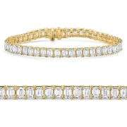 Amazing 14KT Yellow Gold Emerald Cut Lab Diamond Tennis Bracelet, 13 CTTW
