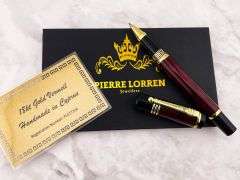 Pierre Lorren Antique Meander Rollerball Pen Set – 18K Gold Overlay on Silver Metal, Handmade Engrav