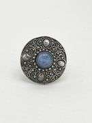 925 Sterling Silver Vintage Etruscan Revival Design Blue Opal Ring