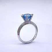 Sparkljng 14 Kt White Gold Plate 3 Ct VVs1 Corn Flower Blue Moissanite Ring
