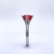 Sparkljng 14 Kt White Gold Plate 3 Ct VVs1 Hot Cherry Red Fire Moissanite Ring