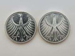 1965-D & 1974-F German Federal Republic 5 Mark, Silver