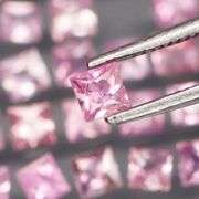 Vivid! 2.80ct radiant princess cut Bubble gum pink Sapphire set