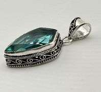 925 Sterling Silver Large Blue Stone With Ornate Setting Ring