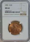 Super flashy nearly Gem BU 1901 $10 Liberty Gold Piece. NGC MS64