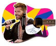 Ricky Martin Signed 1:1 Signature Edition Graphics Photo Guitar ACOA