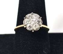 Sparkling 14K Yellow Gold Approx. 0.66CTW Diamond Cluster Top Ring