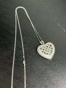 CERTIFIED 14K WHITE GOLD AND DIAMOND HEART PENDANT