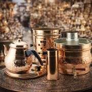 Engraved Copper Samovar with Teapot