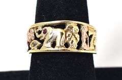 Lucky 14K Yellow Gold Ring with Ruby Gemstone and Diamond Accents