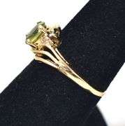 Pretty 14K Yellow Gold Peridot and Diamond Ring