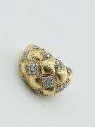 14KT Yellow Gold Quilted Dome Diamond Pave Ring