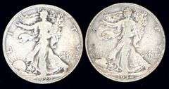 2 Different Walking Liberty Half Dollars: 1929-S & 1934-S