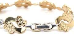 18kt 2 Tone gold high polished and diamond cut fancy link bracelet