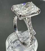 14K White Gold Radiant Cut Lab Diamond Ring of 4.57 Ct