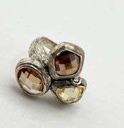 925 Sterling Silver Silpada Harmony Facetyed CZ Glass Ring