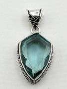 925 Sterling Silver Large Blue Stone With Ornate Setting Ring