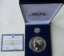1964 Silver Unc Half & .999 Plated Half Pound Kennedy Tribute Medal.