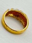 14KT Yellow Gold Two Tone Dome Twisted Braided Design With Rows Of Diamond Accent Ring