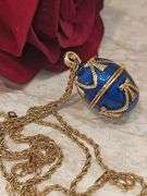 Imperial Blue Egg Pendant, Bracelet & Necklace Set – 24K Gold Handmade Bridal Jewelry