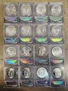 1986-2001 Set Of Silver Eagles In PCGS Slab Box, ANACS MS69 Set