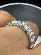 14K White Gold Round Wedding Band and Engagement Ring Set of 12.70