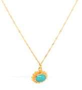 18kt Yellow gold East West oval Turquoise pendant on chain