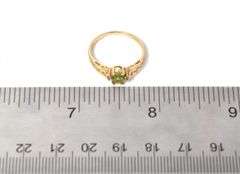 Cute 14K Yellow Gold Peridot Gemstone and Diamond Ring