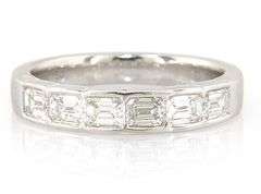 New 0.98ctw Baguette Sideways Six Stone Band Ring in 18K