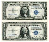 2 Consecutive Gem CU 1935 Series $1 Silver Certificates