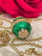 Imperial Green Egg Pendant & 24K Gold Accent Bracelet Set – Handset Austrian Crystal Jewelry Collect