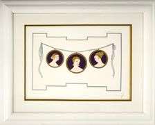 Erte "Cameos" Estate Serigraph with Foil Stamping Framed