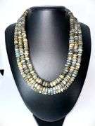 Natural Large 1078 Ctw Blue Flash Labradorite 3 Strand Necklace