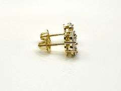 Dazzling Yellow Gold Plate Sparkling  Flower Earrings