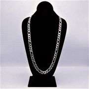 Huge 121.9 Grams .925 Sterling Silver Plated Italian Figaro Chain Necklace