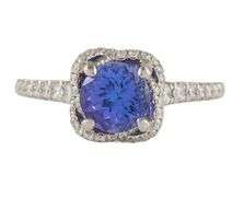 Gabriel & Co. 1.49ct Tanzanite and 0.42ctw Diamond Infinity Halo Straight Ring in 14K