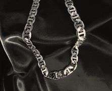 Large 77.4 Gram .925 Sterling Silver Plated Mariners Link Necklace