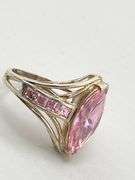925 Sterling Silver Marquise Pink Ameythyst Ring