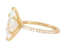 18kt Yellow gold 4.08ct lab grown marquise in diamond setting engagement ring