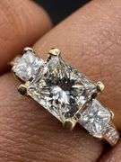 14K Yellow Gold Rectangle Princess Cut Diamond Ring