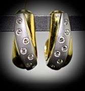 Exquisite Two-Tone 14K Gold Diamond J Hoop Earrings