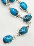 925 Sterling Silver Y Shaoed Turquoise Sikver link Chain Necklace