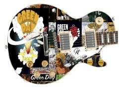 Green Day Autographed "Dookie Discography" 1/1 Signature Edition Graphics Guitar ACOA