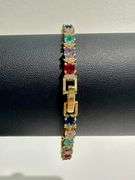 Plated Mixed Color Simulated Sapphire Tennis Bracelet